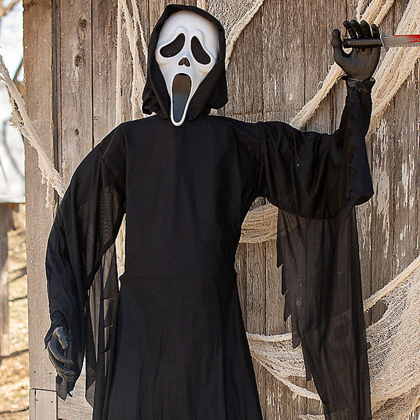 6 Inches Ghost Face Prop with Knife Mini Halloween Decoration