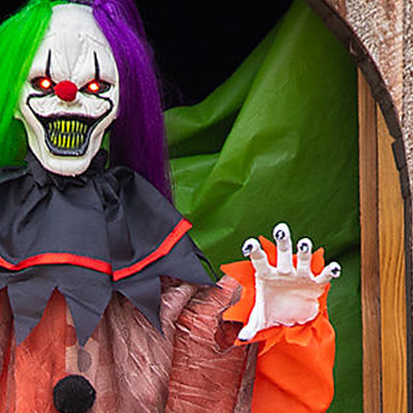 53 1/4&#x22; Animated &#x26; Light Up Clown Hanging Halloween Decoration