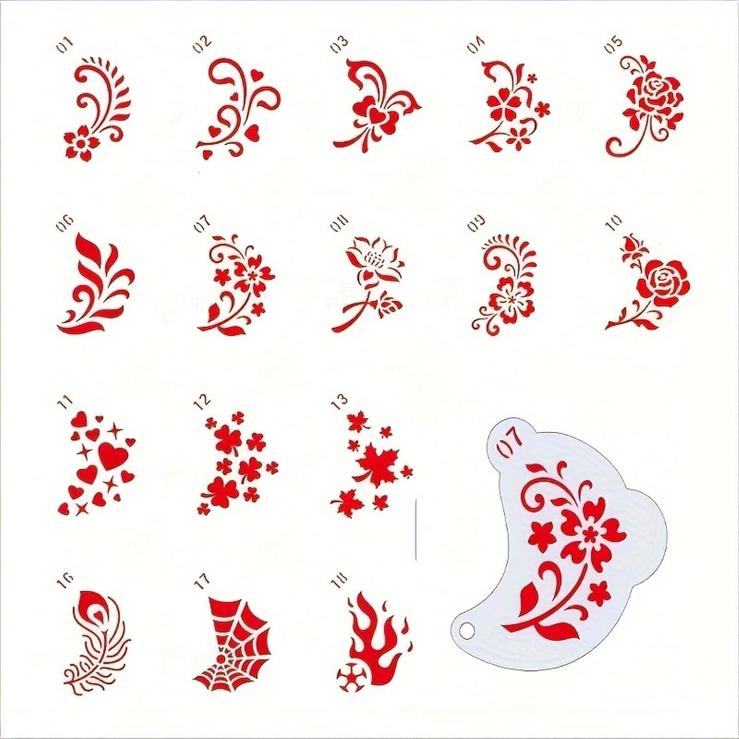 20 Reusable Body Paint Stencils for Party & Festival Makeup(white)