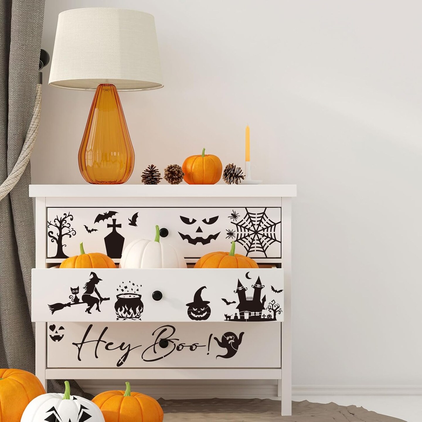 16 Pcs Halloween Stencils For Painting – 6 Inch Reusable Plastic Templates (Pumpkin, Ghost, Bat, Witch) For Wood, Walls, DIY Decor