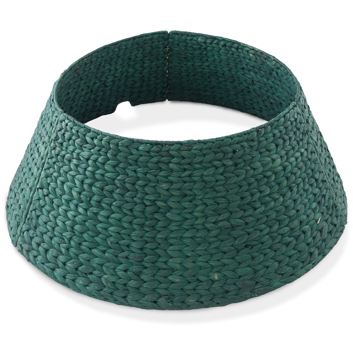 Casafield Christmas Tree Collar, Woven Water Hyacinth Tree Base Cover with Cord Cut Out
