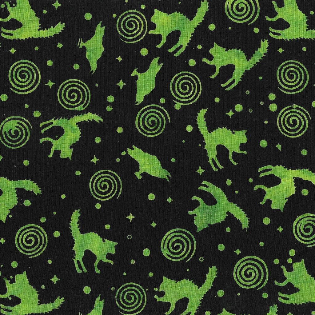 Fabric Lumin Black Cats and Ravens Spooktacular Island Batiks by the Quarter Yard 122463795