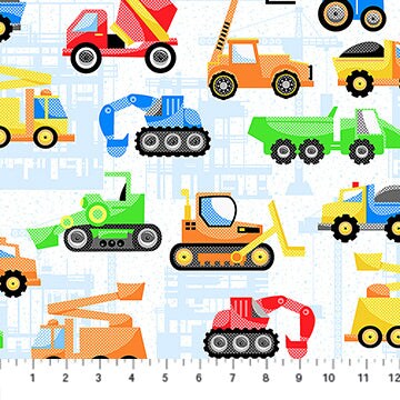 Fabric Northcott Multi Construction Cooper Construction by the Quarter Yard 10614-10