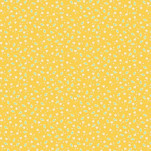 Fabric Marcus Yellow Tulips Aunt Grace Goes Scrappy by the Quarter Yard R351529D-YELLOW