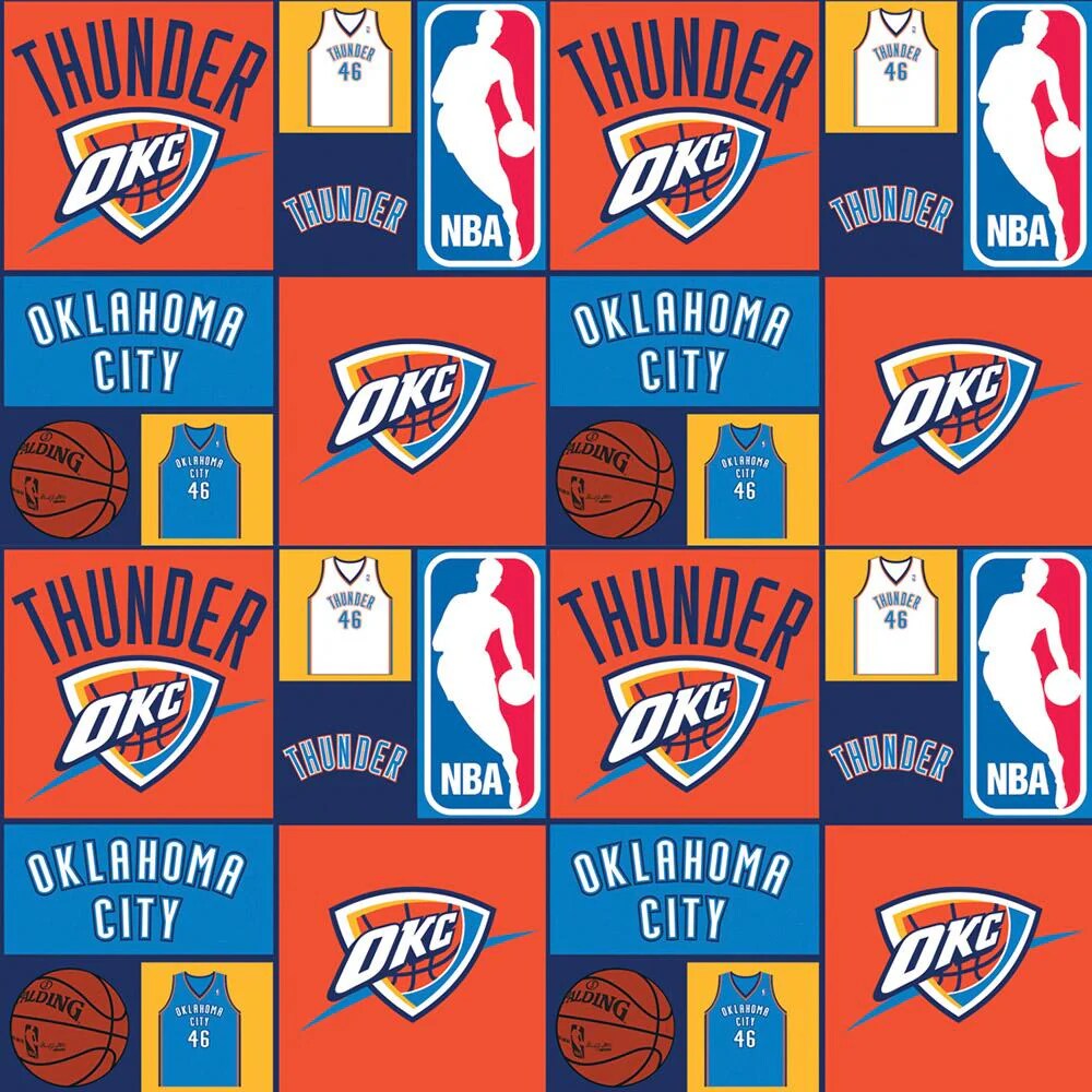 Fabric Camelot NBA Collection Oklahoma City Thunder Patch by the Quarter Yard 83OKC0001B