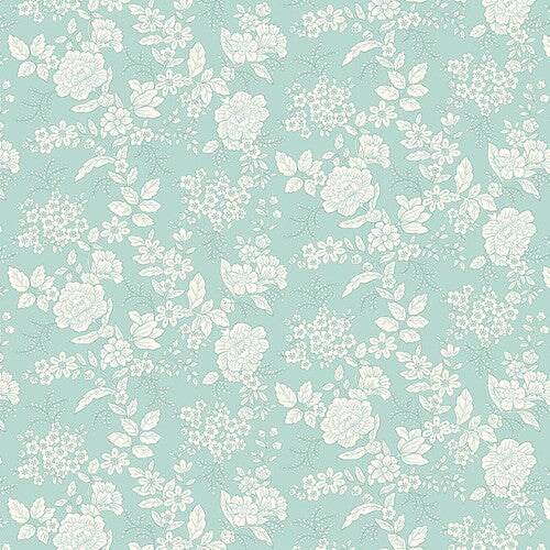 Fabric Henry Glass Light Aqua Floral Tranquility by the Quarter Yard 826-1111