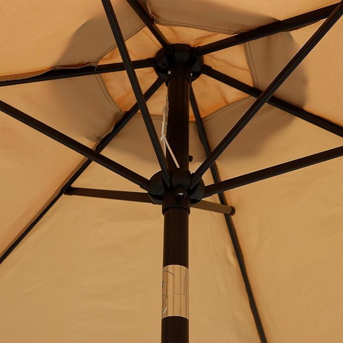 Patio Umbrella, Yard Umbrella Push Button Tilt Crank (Tan)