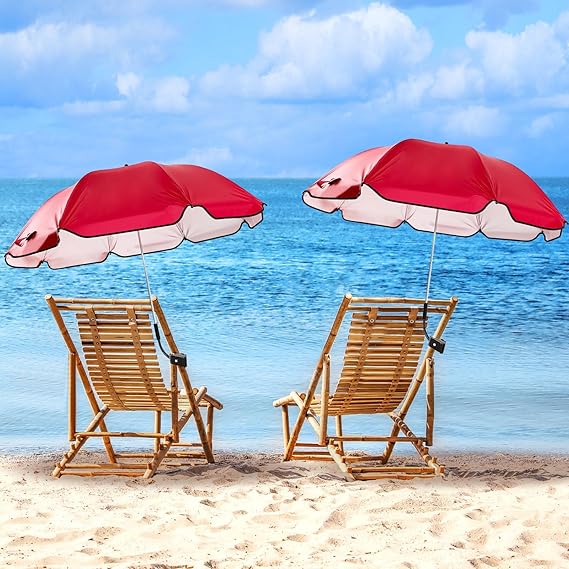 Summer Umbrella with Universal Clamp 44&#x22; UPF 50+ Portable Clamp on Beach