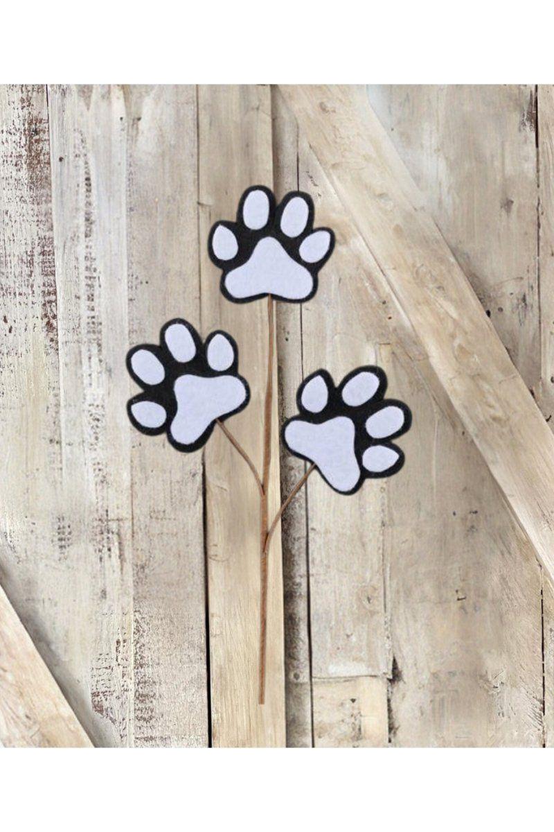 13.5&#x22; Felt Paw Print Spray: Black/White