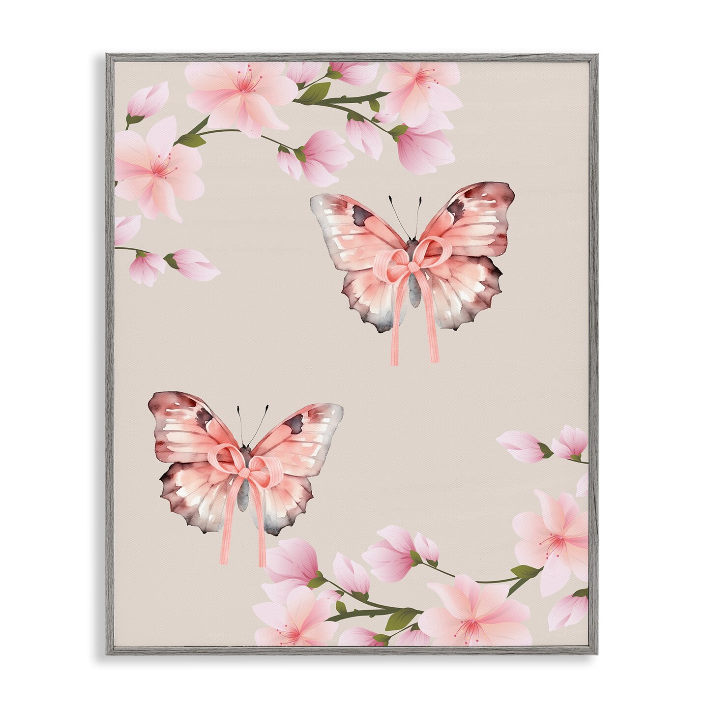 Stupell Industries Butterflies In Bows Framed Giclee, design by Jesse Keith