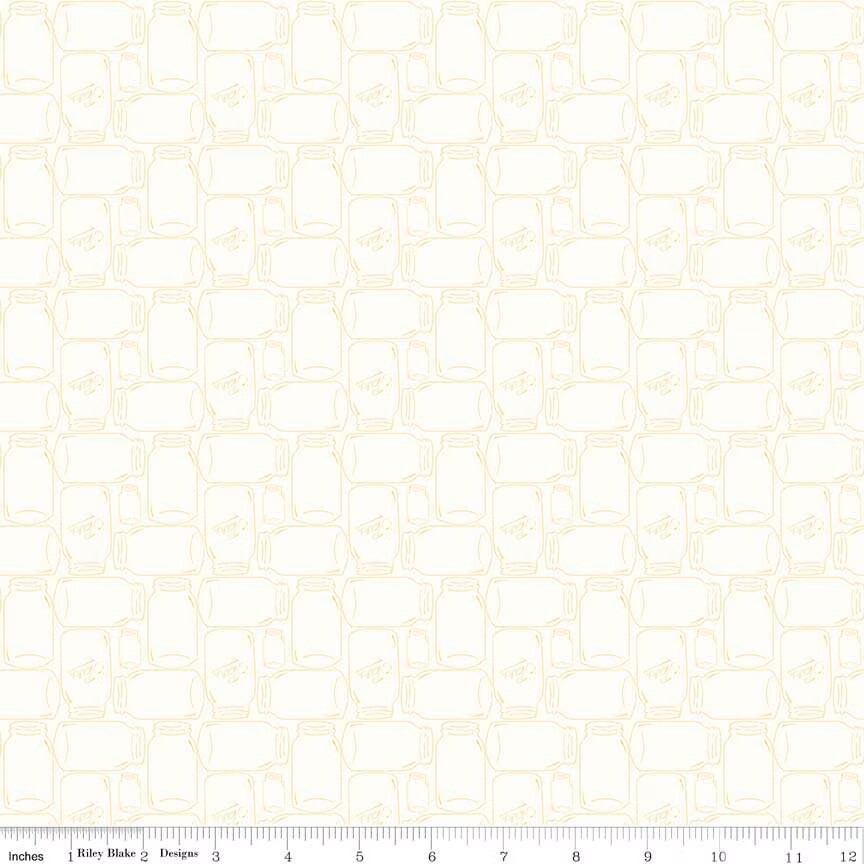 Fabric Riley Blake Yellow Canning Jar Bee Backgrounds by the Quarter Yard C6385-YELLOW