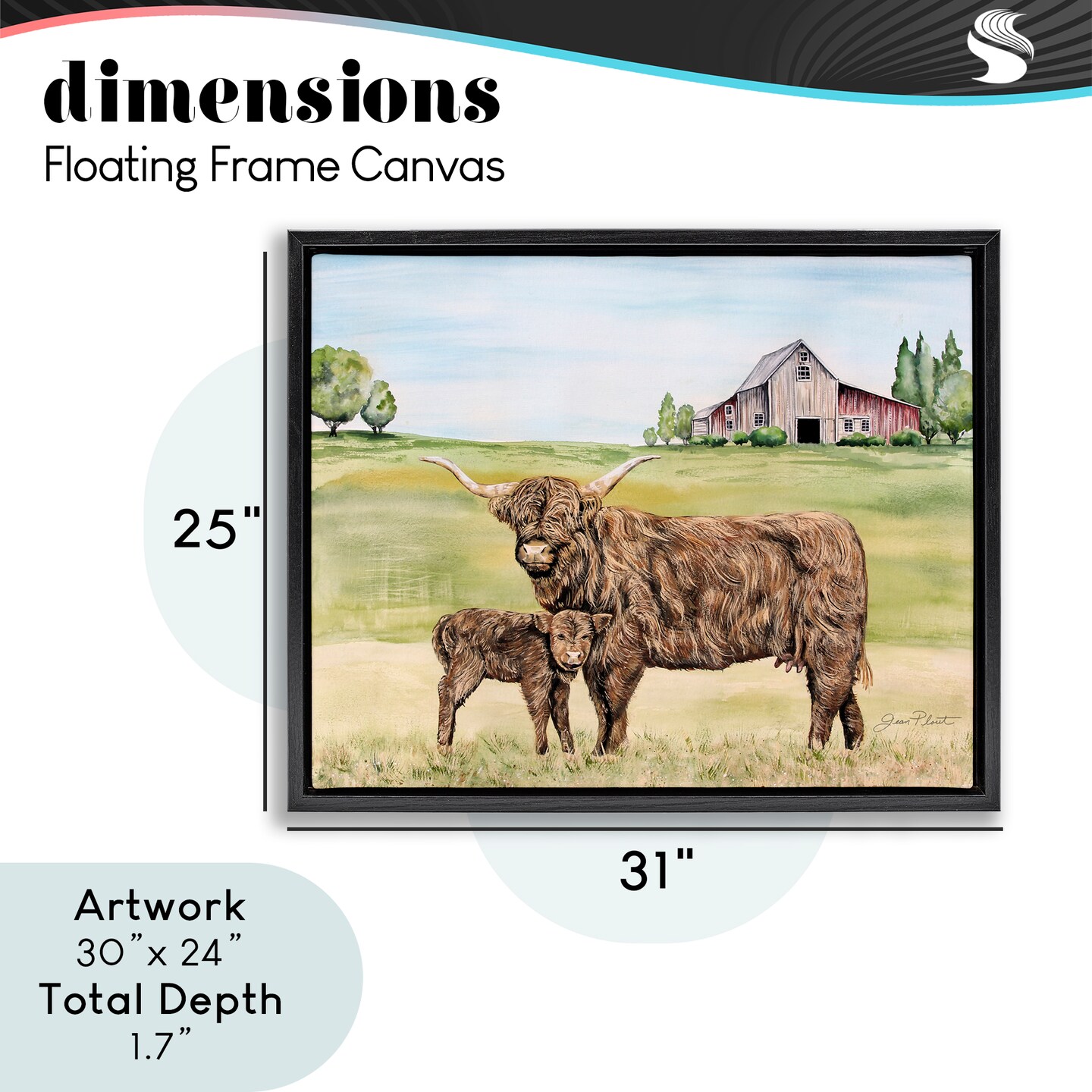 Stupell Industries Highland Cow And Calf Floating Frame, design by Jean Plout
