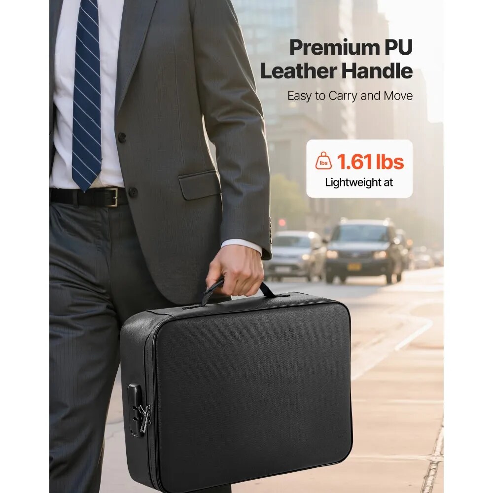 Portable Fireproof Document Box, Heat and Water Resistant Safe with Lock for Important Files