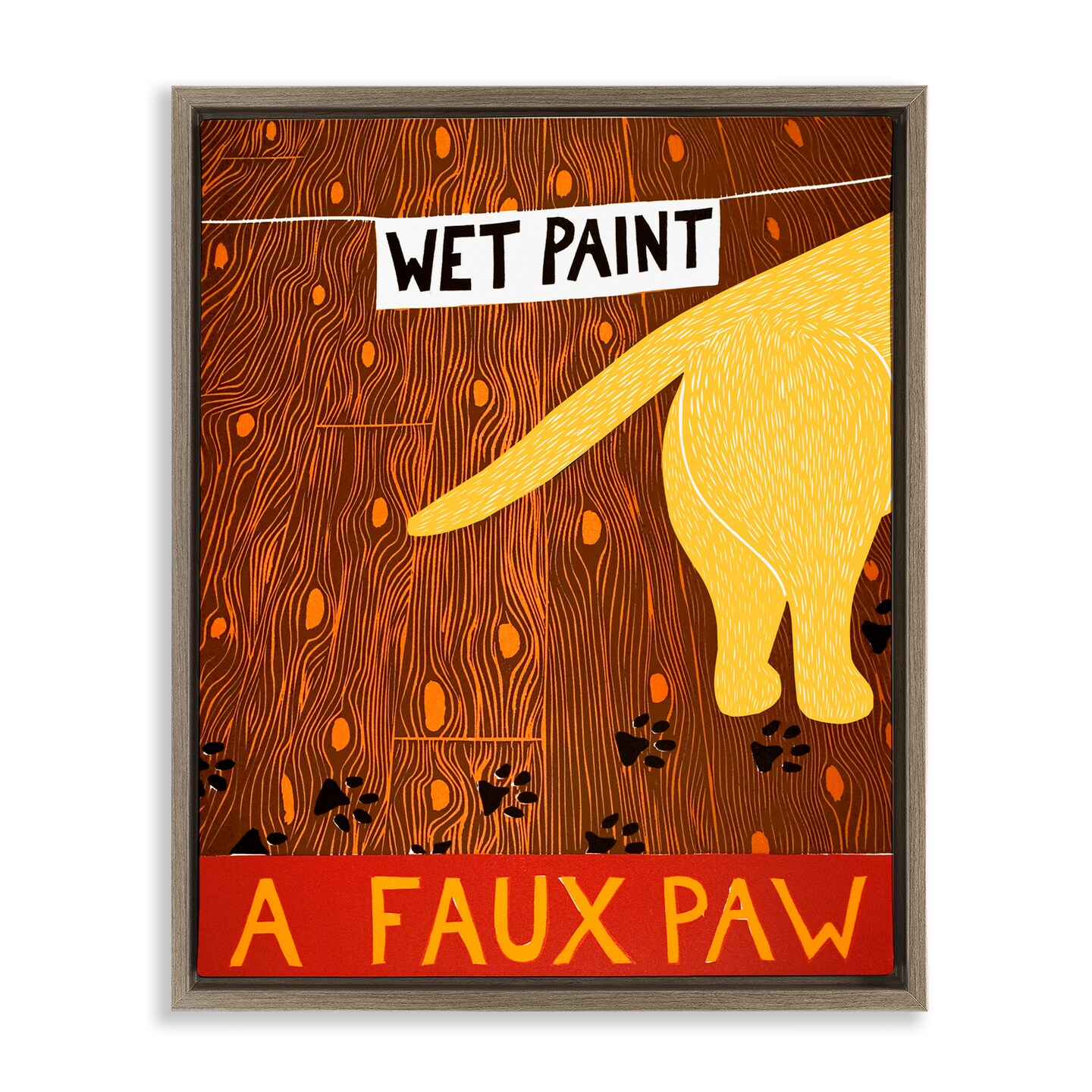 Stupell Industries Wet Paint Faux Paw Floating Frame, design by Stephen Huneck