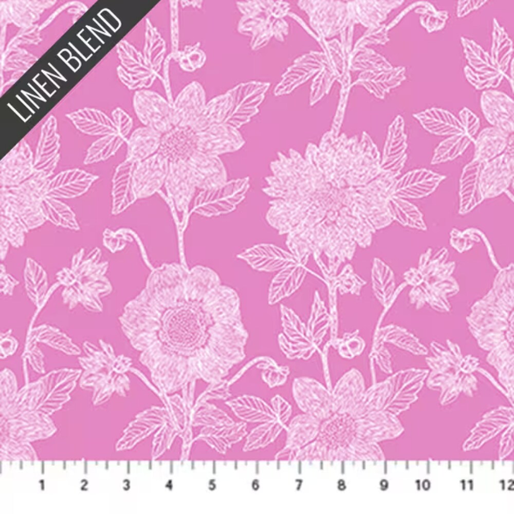 Stitched Dahlia in Fuchsia (clamt104-28l) | Silhouette | Anna Maria | Northcott