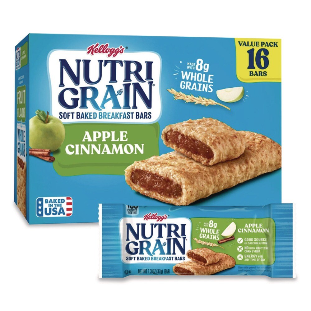 Kellogg's 1.3 oz. Bar Nutri-Grain Soft Baked Breakfast Bars - Apple-Cinnamon (16/Box)