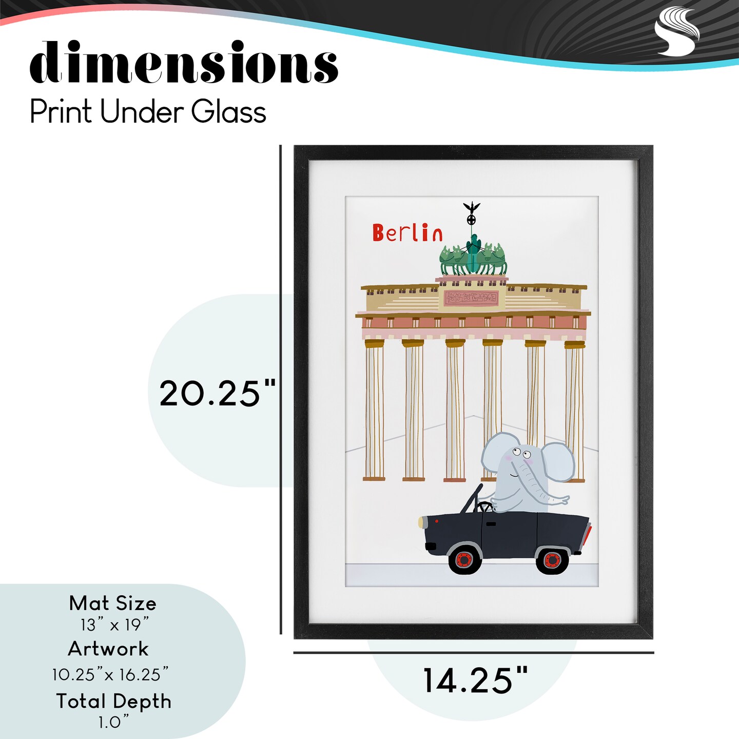 Stupell Industries Elephant & Berlin Architecture Framed Print Under Glass, design by Carla Daly