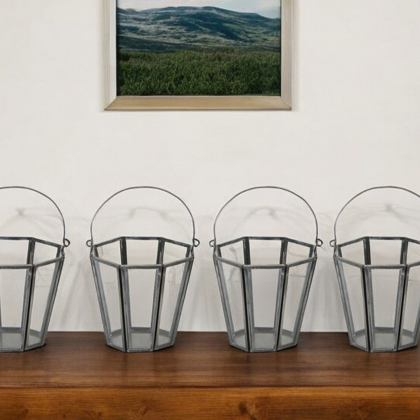 Edge Collections - 4.75" x 4.75" - Gray - Geometric Tabletop Candle Holders for Illuminating Centerpieces - 4 Piece