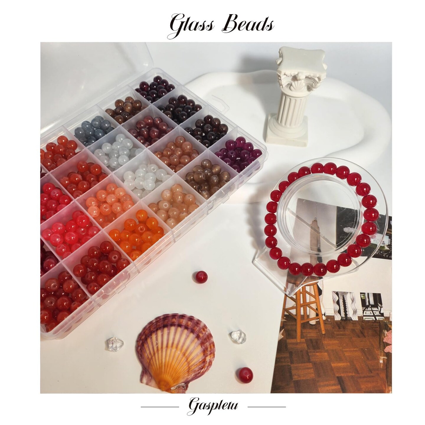 2500PCS 8mm Glass Beads Bracelet Making Kit, 96 Colors Crystal Beads for Jewelry Making, 4 Box Round Beads Suitable for Beginners