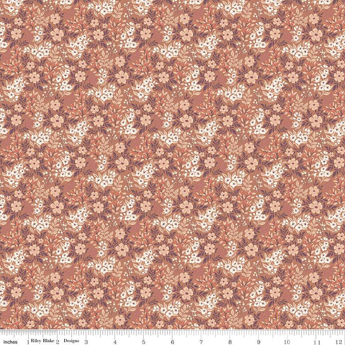 Fabric Riley Blake Umber Floral Ditsy Evening on the Prairie by the Quarter Yard C16747-UMBER
