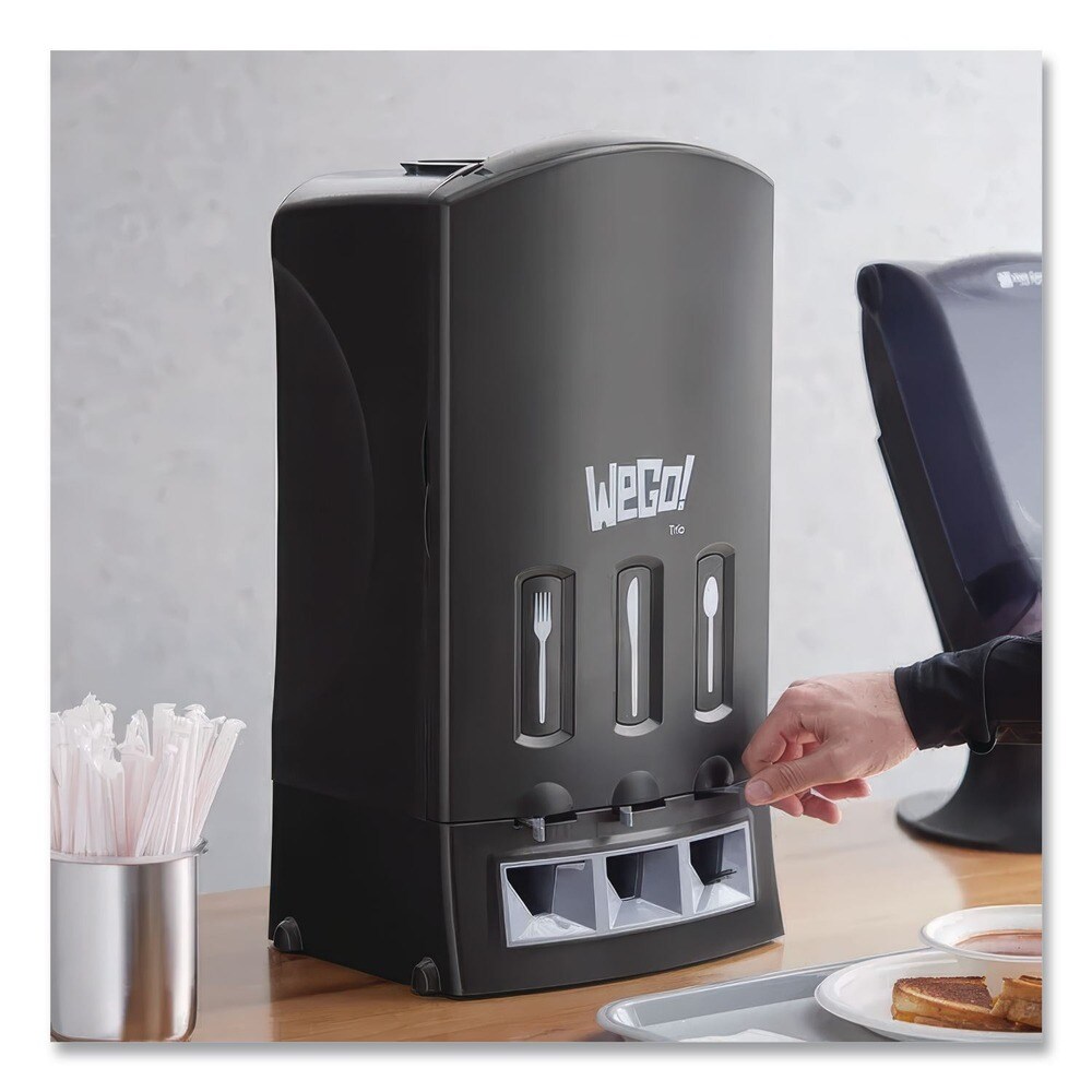 Wego 13.39 in. x 15.75 in. x 23.62 in. Forks/Knives/Spoons Dispenser - Black