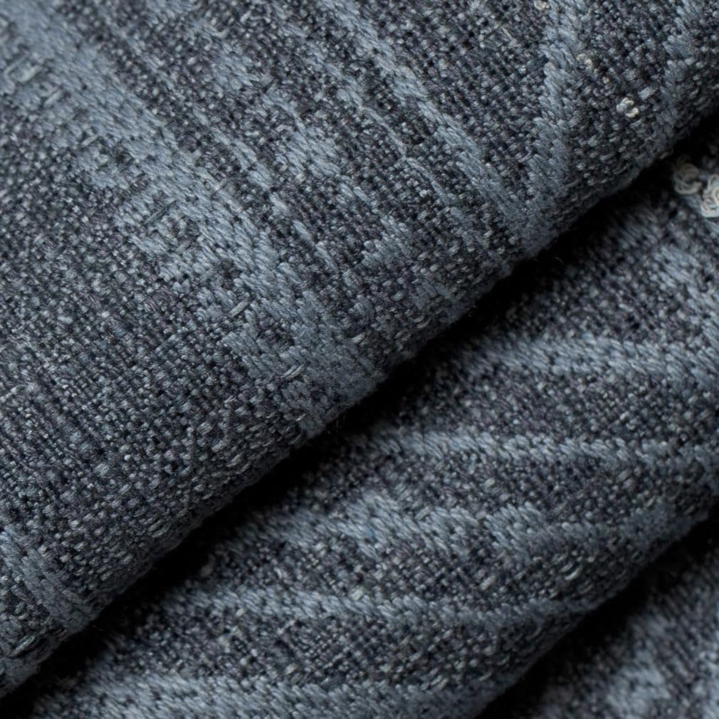 Blue Stain Resistant Performance Pet Friendly Global Geometric Woven Pattern Upholstery Fabric by The Yard - SKU: Fremont French Blue