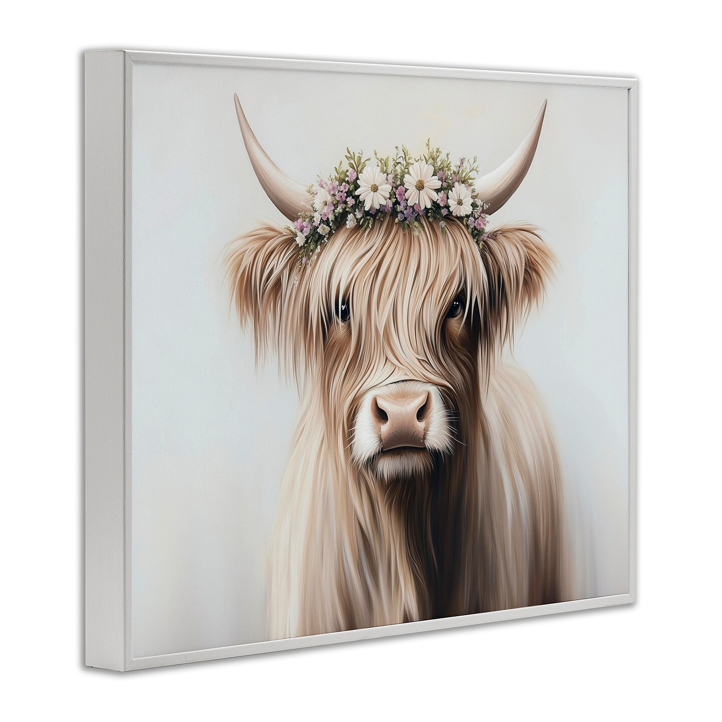 Stupell Industries Shaggy Cattle Floral Crown Framed Giclee, design by Shawna Stewart