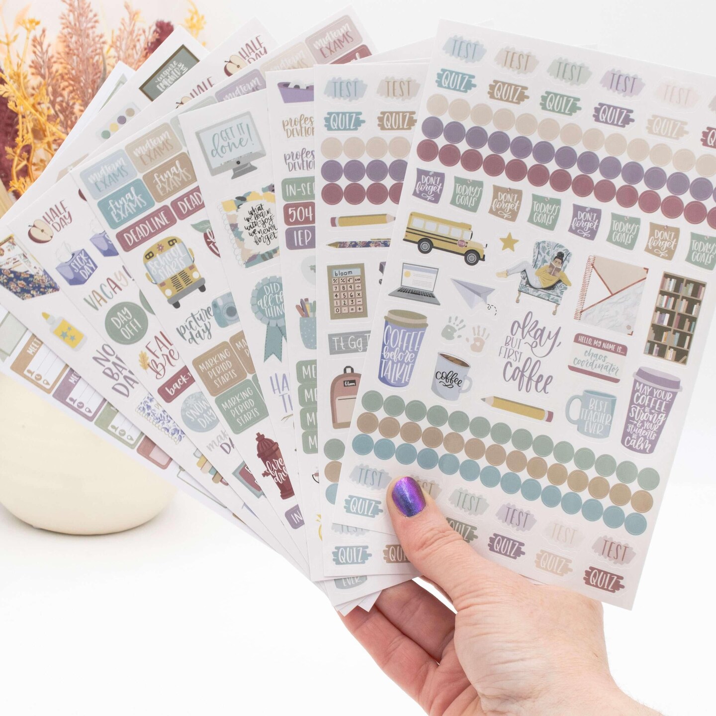 bloom daily planners Planner Stickers, Teacher Pack, Cool Tones