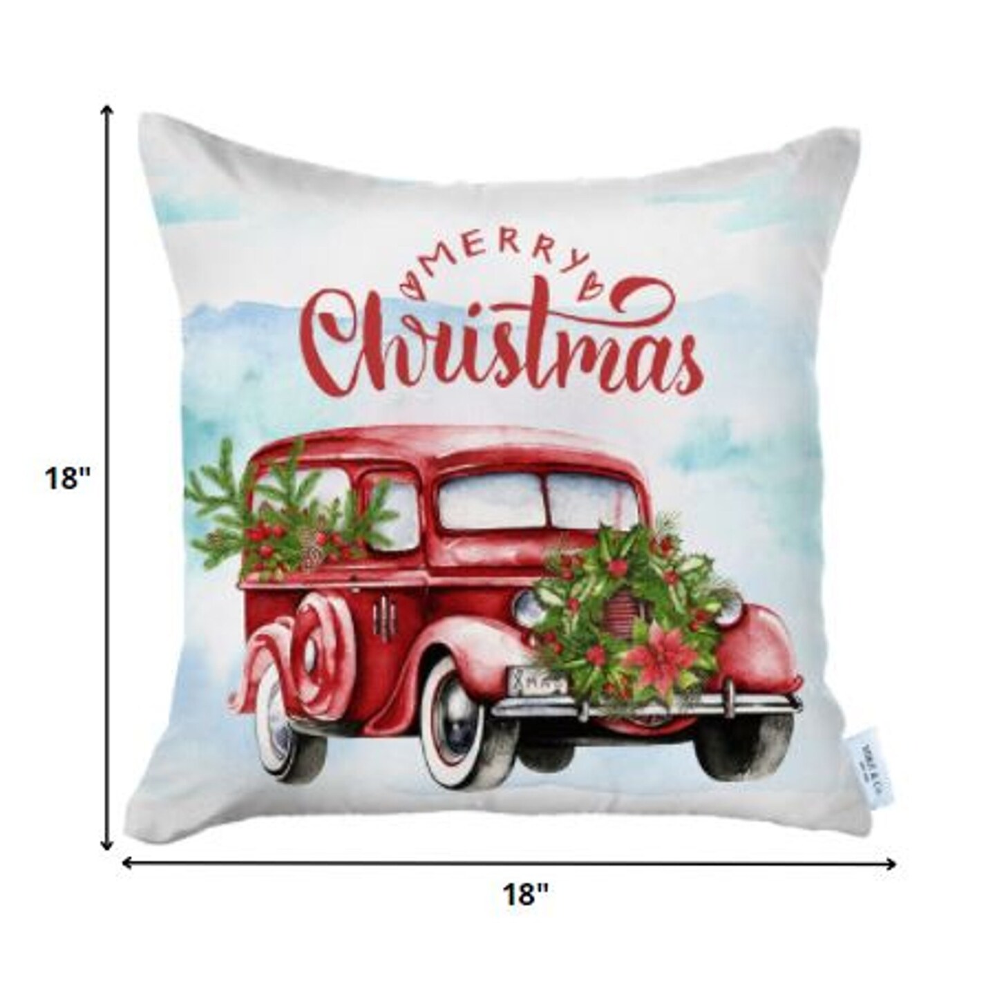 Edge Collections - 18" x 18" - Red - Festive Vintage Car Christmas Pillow Cover!