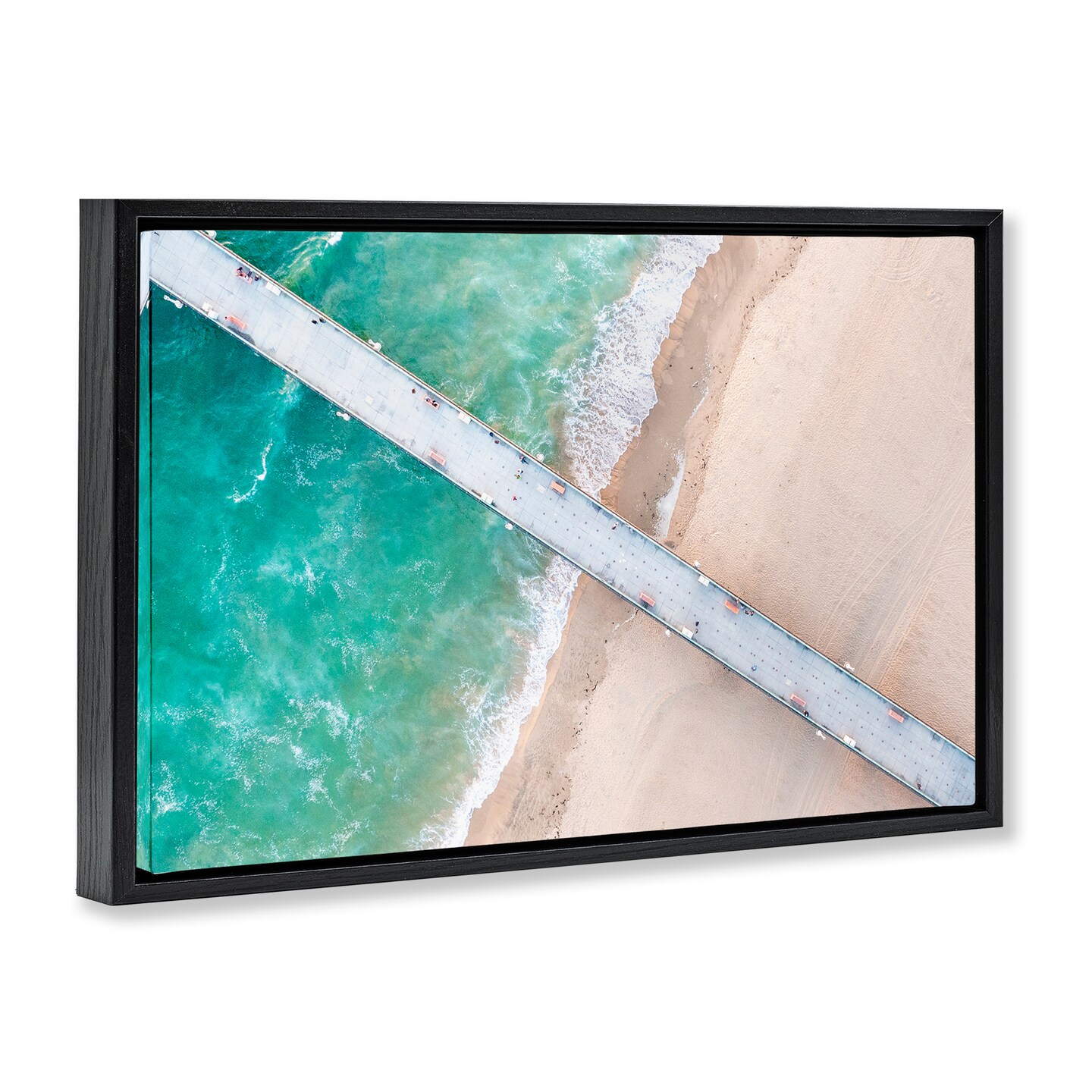Stupell Industries Aerial View Pier Beach Floating Frame, design by Jeff Poe Photography