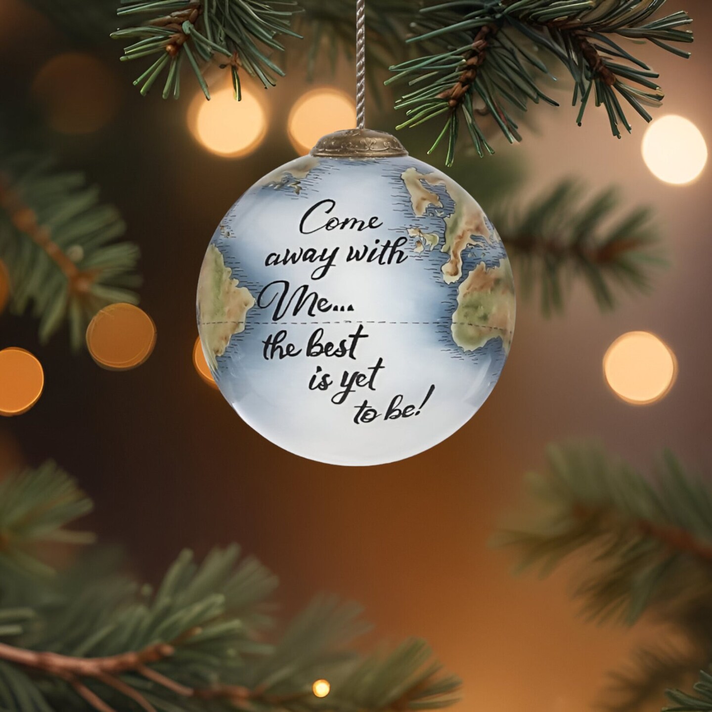 Edge Collections - 3" x 3" - Blue - Artisan Hand-Painted Globe Ornament - 1 Piece