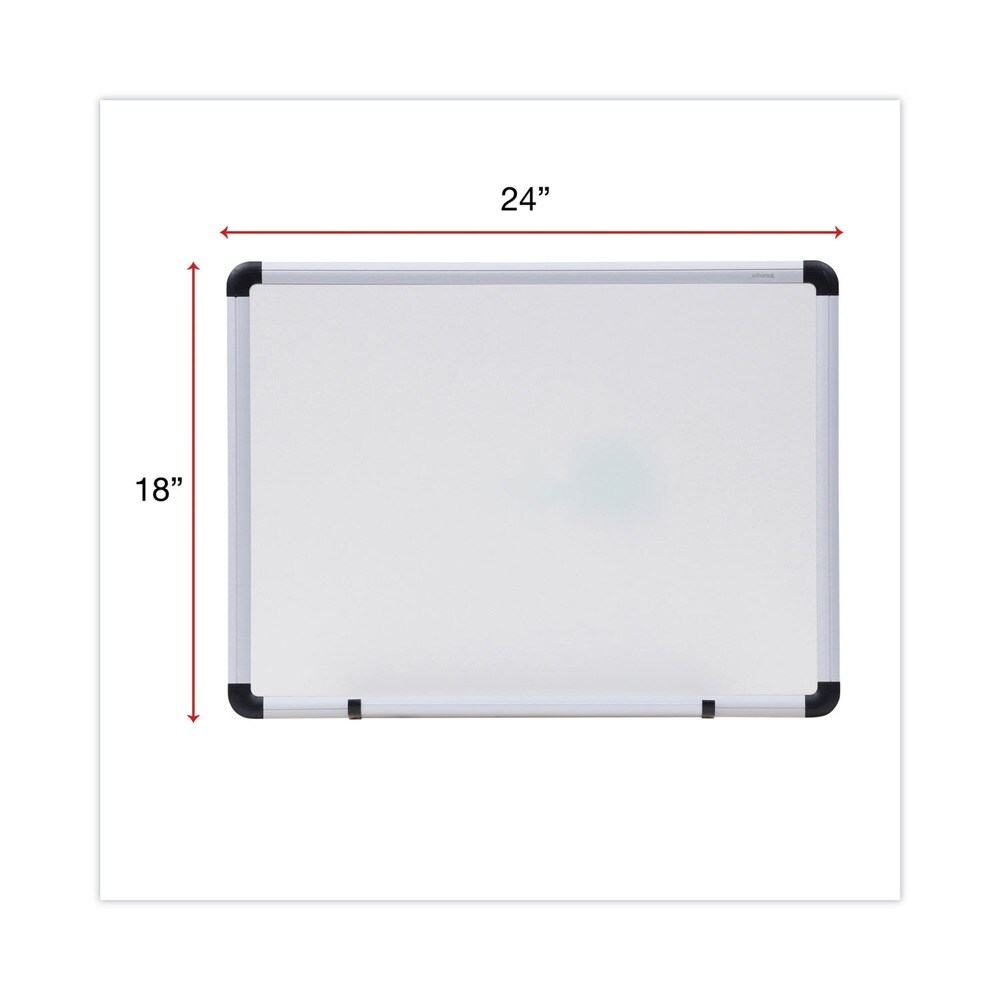 Universal 24 in. x 18 in. Modern Melamine Dry Erase Board - White Surface, Aluminum Frame