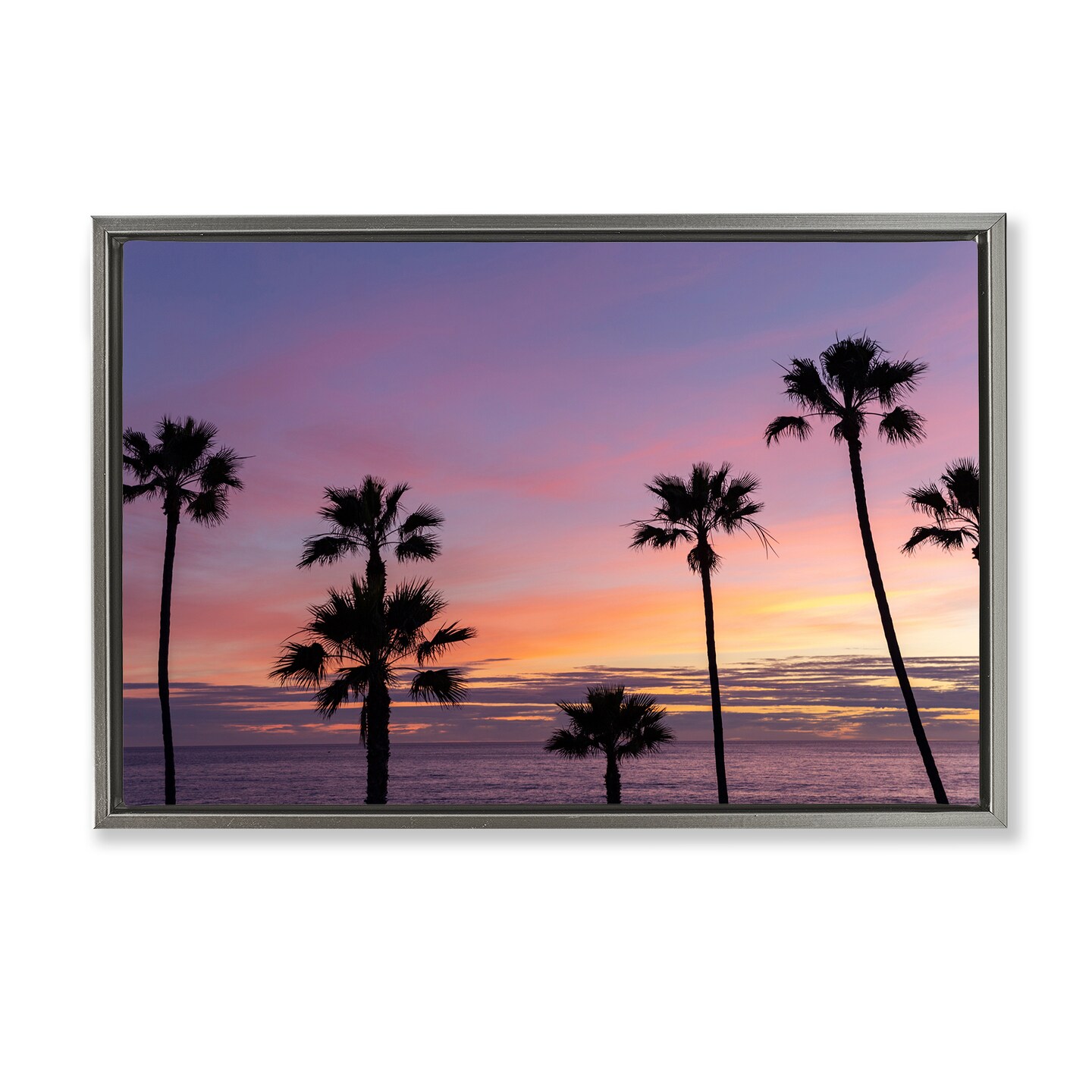 Stupell Industries Sunsets & Scattered Palm Trees Floating Frame, design by Jeff Poe Photography
