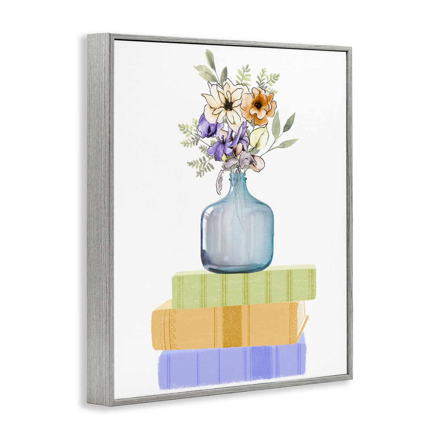 Stupell Industries Flowers Vase On Books Framed Giclee, design by Marcus Prime