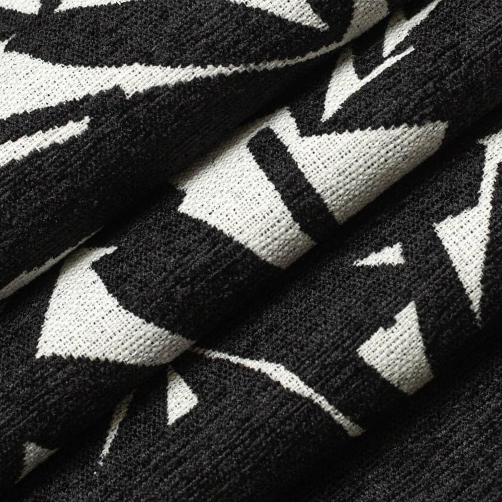 Black Abstract Leaves Woven Pattern Upholstery Fabric by The Yard - SKU: Bodie Ebony