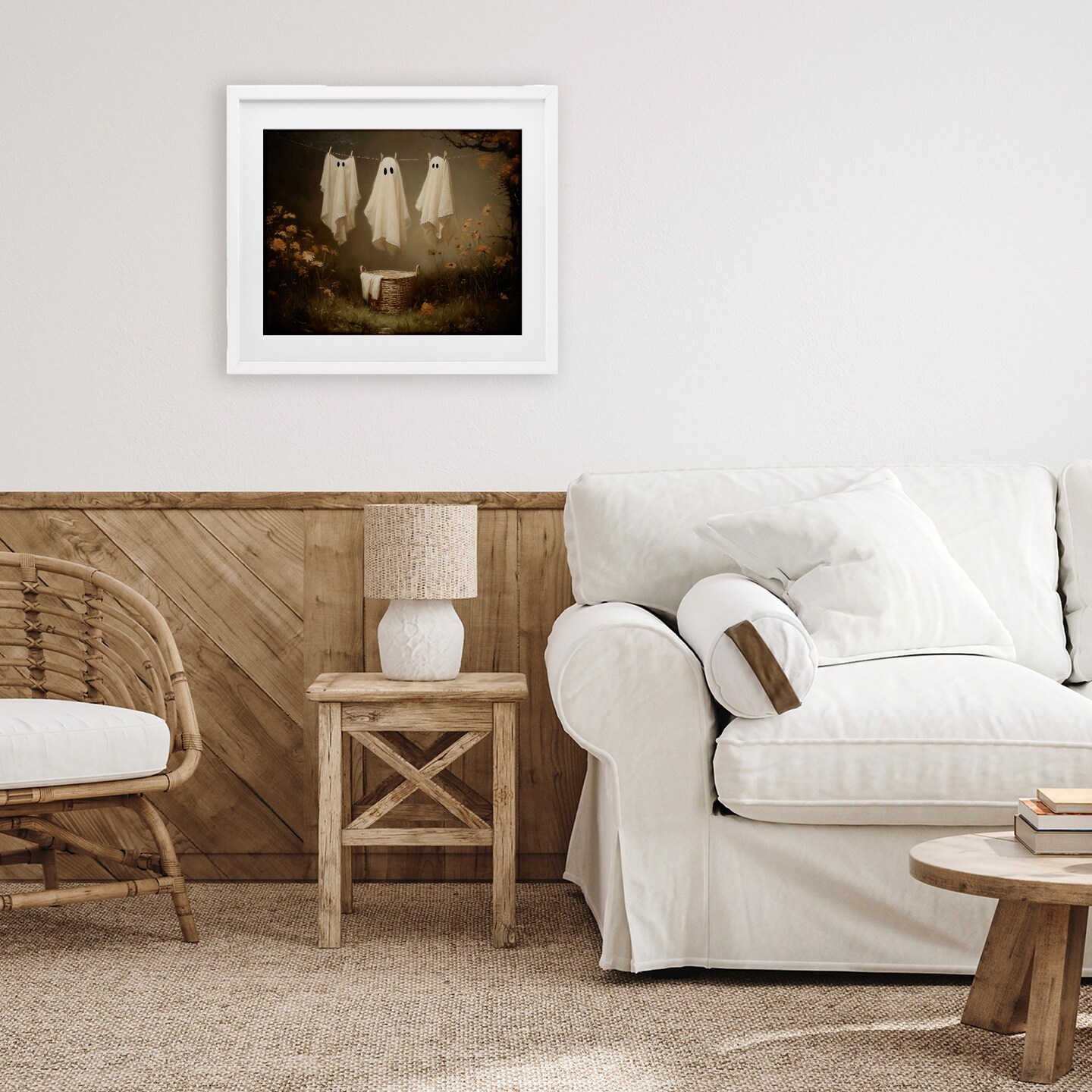 Stupell Industries Three Laundry Ghosts Hanging Framed Print Under Glass, design by Arlington Prints