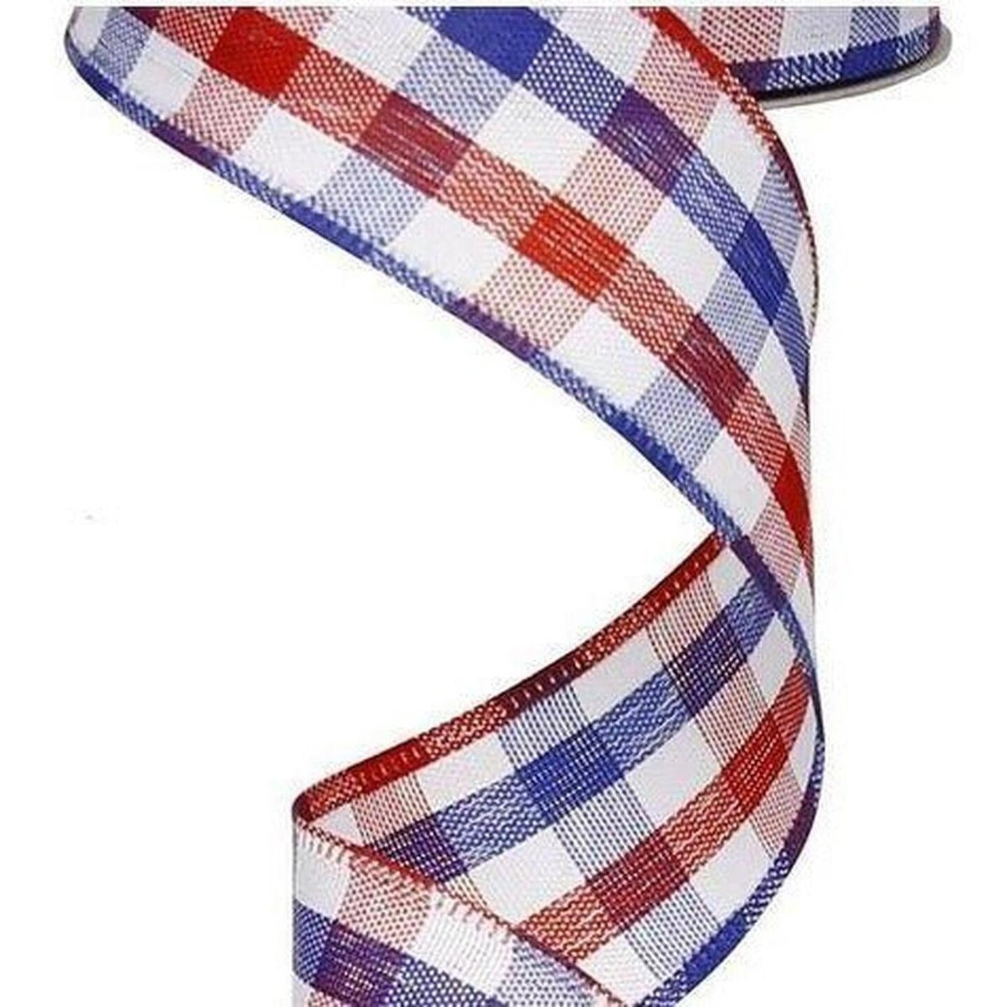 1.5" Patriotic Gingham Plaid Ribbon: Red, White & Blue (10 Yards)