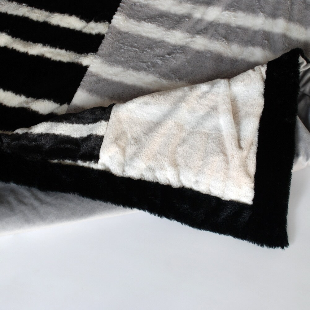 Stylish Stripe Beauty Patchwork Throw Blanket, Soft Micro Fleece & Plush for Bedroom