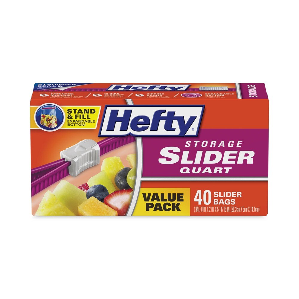 Hefty 1 qt. 1.5 mil. 8 in. x 7 in. Slider Bags - Clear (40/Box)