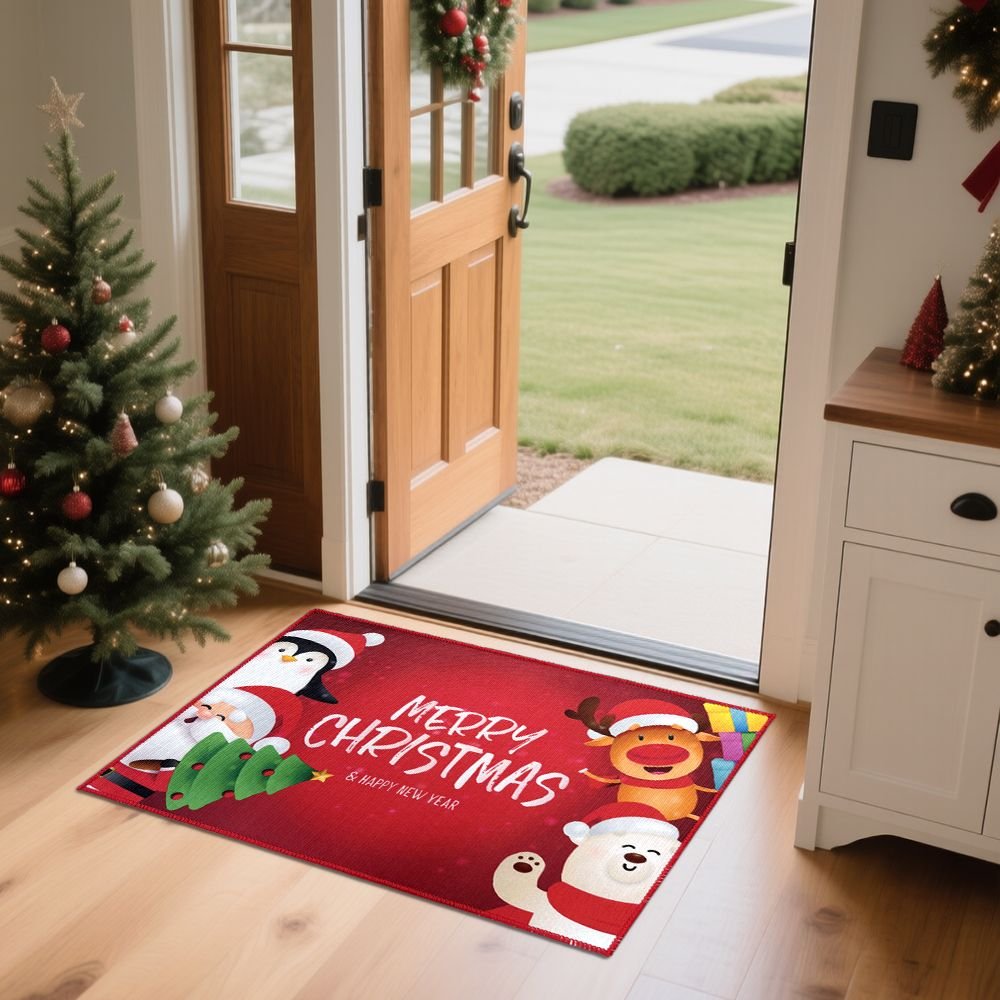 Edge Collections – Festive Christmas Letter Design Front Doormat Indoor Outdoor Rugs – 1 Piece