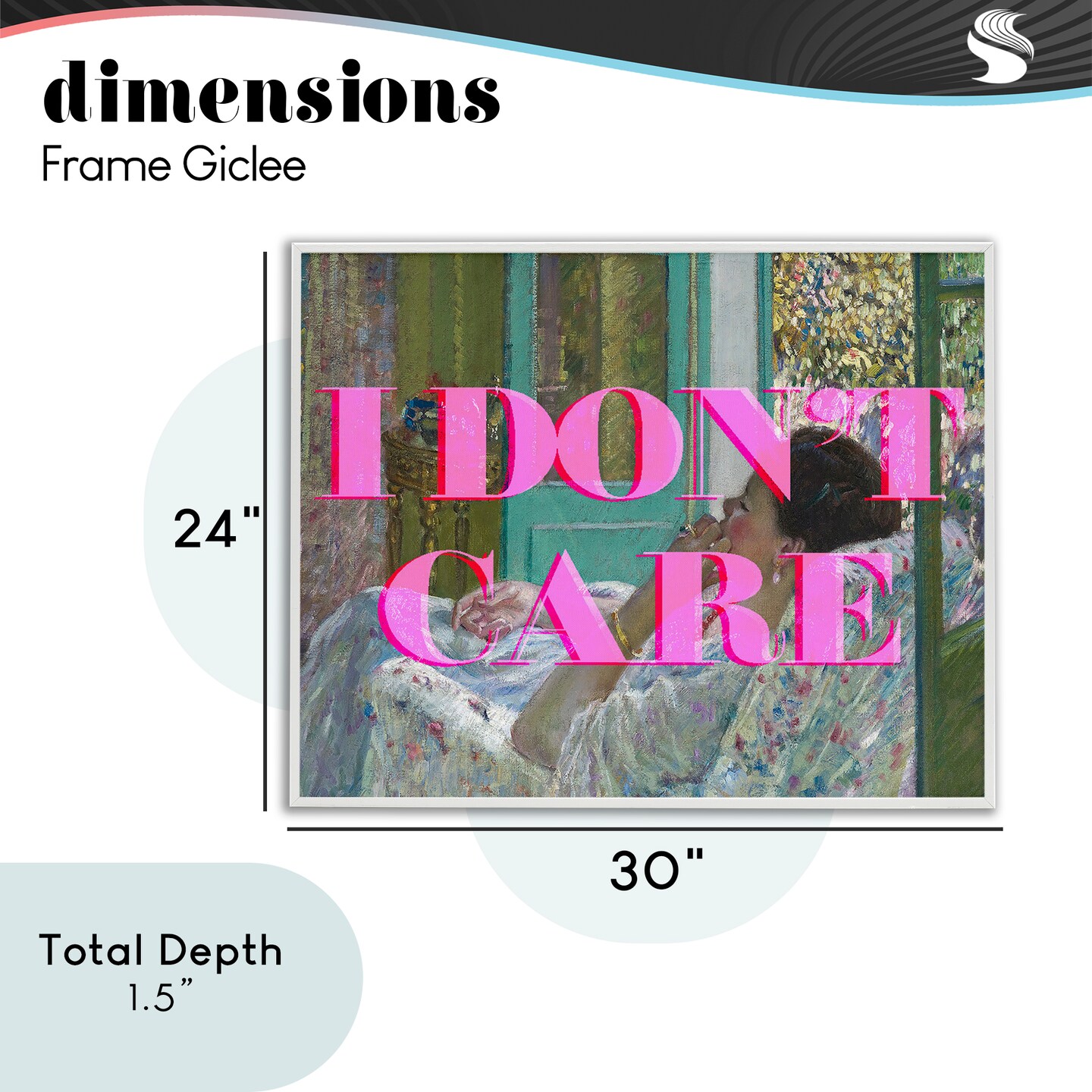 Stupell Industries I Don't Care over Classic Painting Framed Giclee, design by Lil' Rue