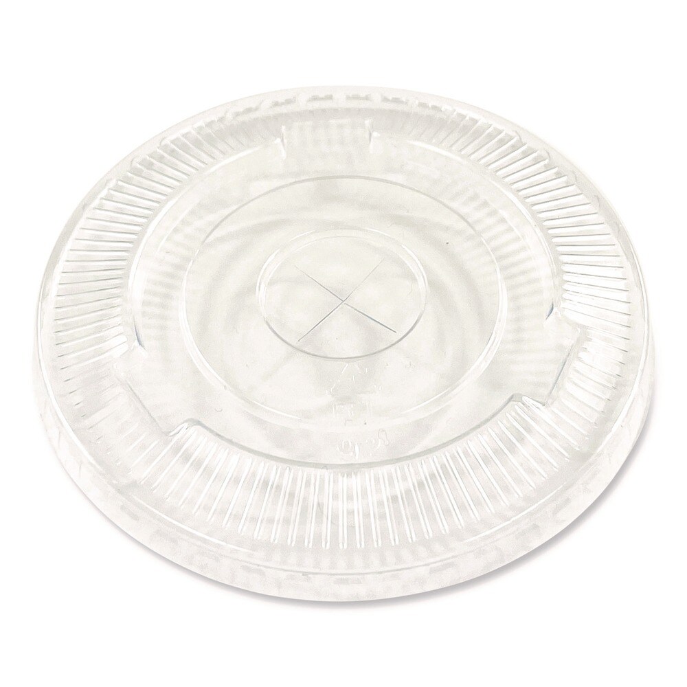 Boardwalk 9 oz. to 12 oz. Crystal-Clear Cold Cup Straw-Slot Lids - Clear (100/Pack)
