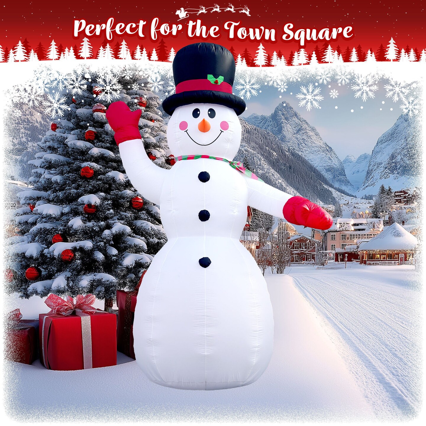 G128 14.76 ft H Snowman Christmas Inflatable Decor with LED Lights, Christmas Outdoor Holiday Yard Decoration, Fast Inflate, Weather-Resistant, Outdoor Use