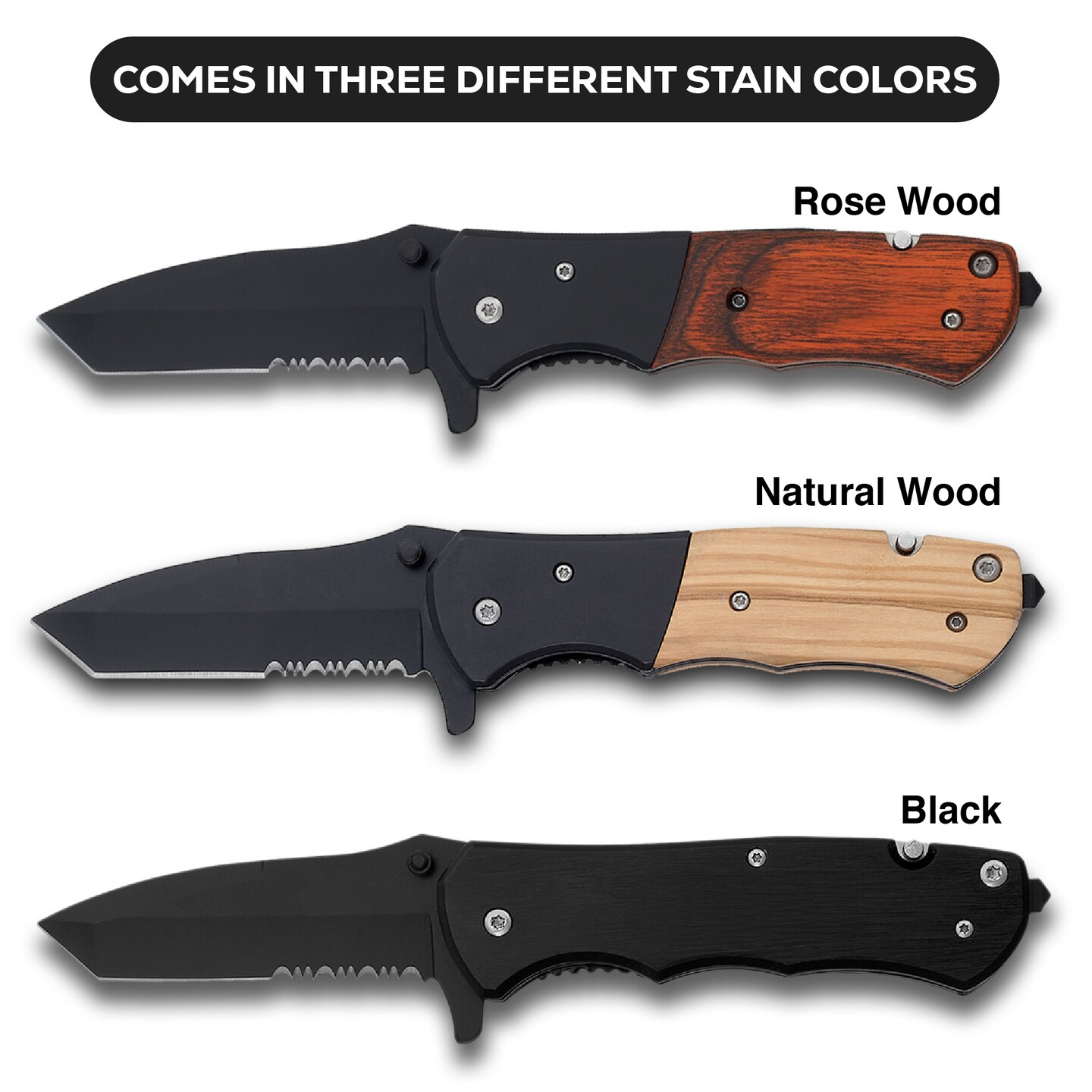 Makerflo Beast Wooden Pocket Knife | Razor Sharp Steel Blade and Black Handle | Ideal for DIY Gift and Personalization (Laser Engraving, Epoxy, Vinyl, and UV DTF) - Not for Sublimation