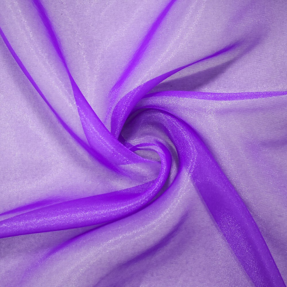 Purple-Silver Poly Solid Sparkle Organza Woven Fabric By the Yard