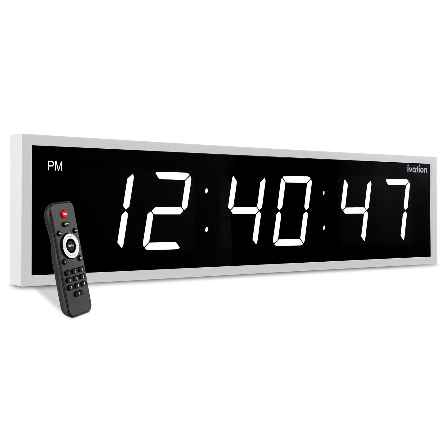 Ivation 60'' Large Digital Wall Clock, LED Digital Clock with Remote Control - Stopwatches