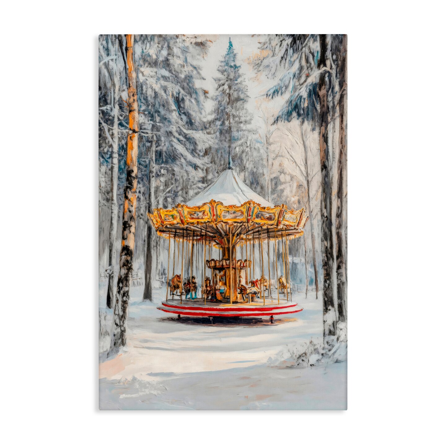 Stupell Industries Winter Wonderland Carousel Canvas, design by Petal Prints Design