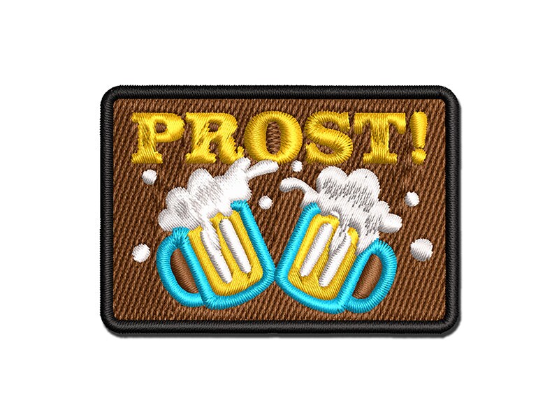 Oktoberfest Prost German Cheers Beer Steins Multi-Color Embroidered Iron-On or Hook & Loop Patch Applique