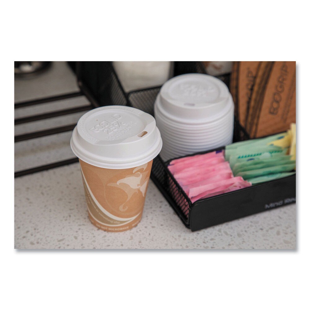 Eco-Products EcoLid 25 Percent Recycled Content Plastic Hot Cup Lid Fits 8 oz. Hot Cups - White (1000/Carton)