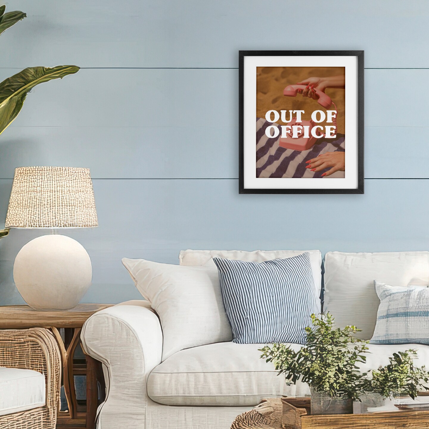 Stupell Industries Out of Office Pink Phone Framed Print Under Glass, design by Lil' Rue